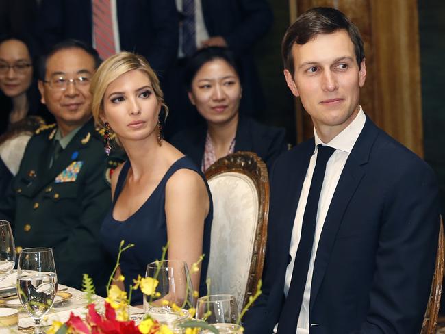 Ivanka Trump next to her husband, White House senior adviser Jared Kushner, during a dinner with Chinese President Xi Jinping at Mar-a-Lago, Florida. Picture: AP Photo/Alex Brandon