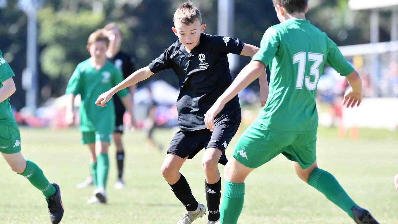 Football Queensland Community Cup carnival, Maroochydore. U13 boys, Sunshine Coast V Metro North. Picture: Patrick Woods.