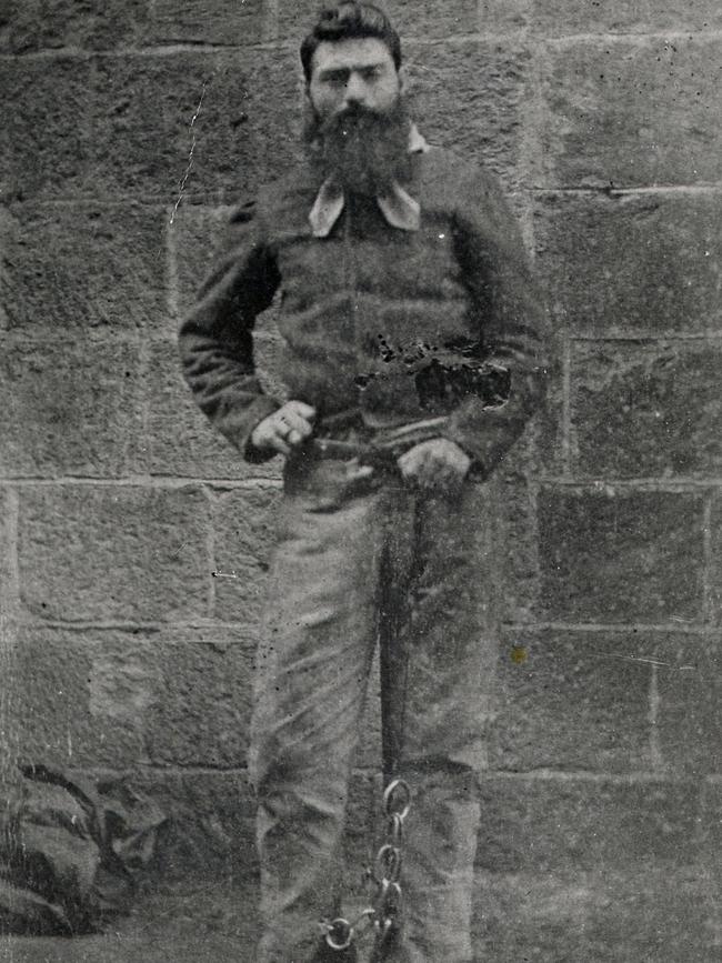 Australia's most infamous criminal, Ned Kelly, in chains at the Melbourne Gaol. Picture: State Library of Victoria