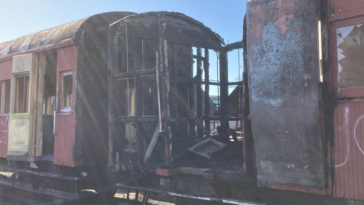 The fire gutted the two carriages but emergency service workers were able to keep it from spreading to other carriages nearby.