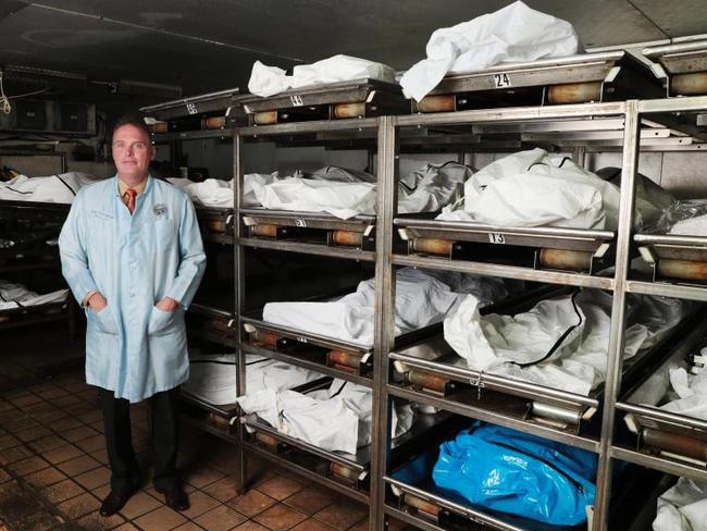 Ohio coroner Kent Harshbarger has had to expand his morgue to handle the increase in overdoses. Picture: Dan Callister