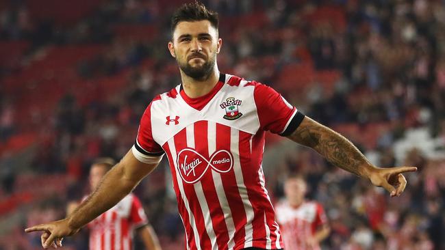 Charlie Austin of Southampton celebrates.