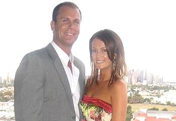 He's finished: Wayne Carey and girlfriend Kate Neilson on a night out in the US.