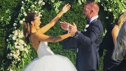 Lauren Phillips and Lachlan Sparks on their wedding day.