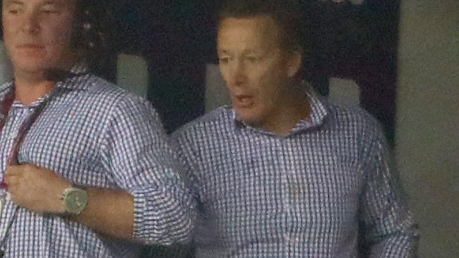 Craig Bellamy reacts in the coaches box during the Round 14 NRL match between the Melbourne Storm and the Brisbane Broncos at AAMI Park. Picture: Getty Images