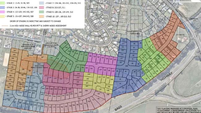 The plans for a proposed 189-lot subdivision at Ulverstone. Picture: Supplied.