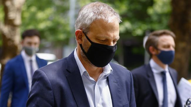 Victorian chief health officer Brett Sutton leaves the coroners court in Melbourne on Friday. Picture: Daniel Pockett