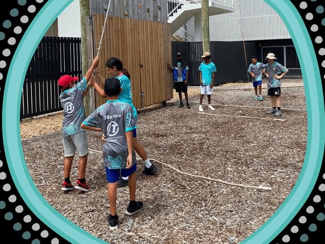 Participants getting stuck in at the Johnathan Thurston Academy. Picture: Supplied.