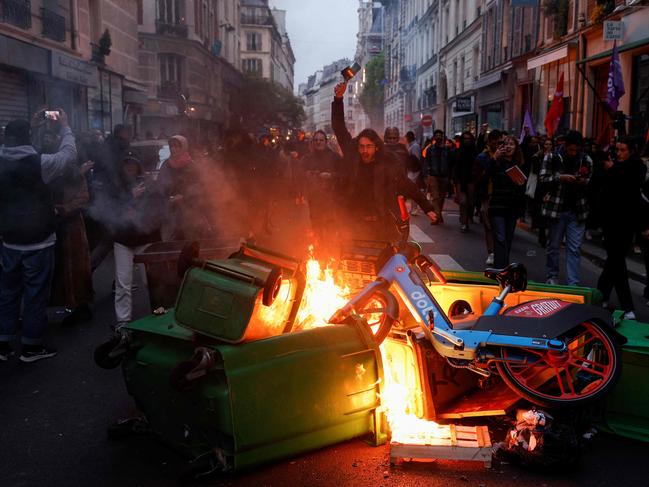 Protesters take to the streets in Paris. Picture: AFP