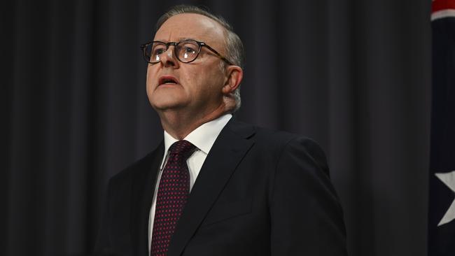 The Prime Minister Anthony Albanese at a press conference at Parliament House.