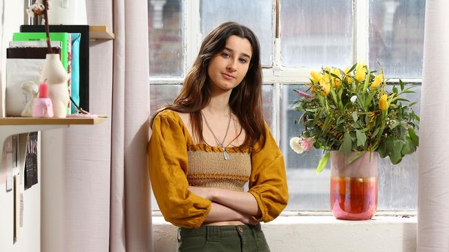 Chanel Contos pictured in her London unit. Photo: Hollie Adams for News360