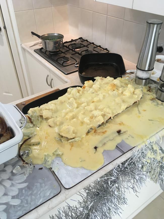 The cauliflower cheese explosion at David Penberthy's family Christmas in 2018.