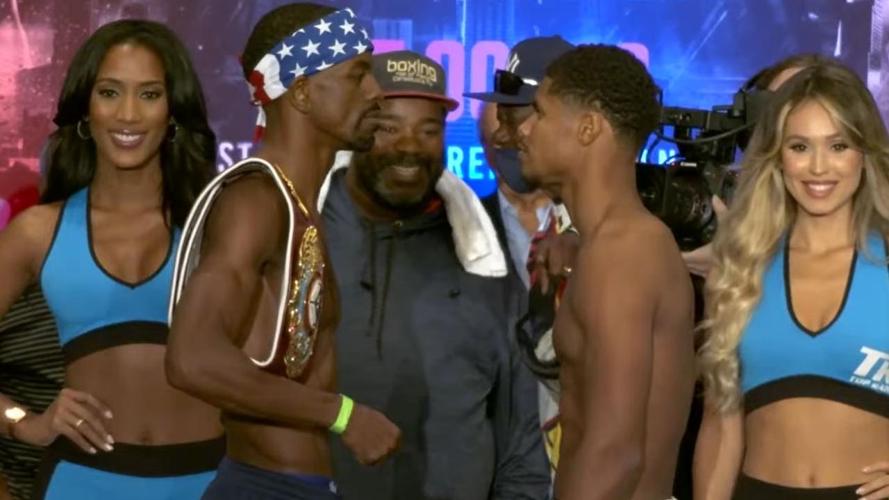 ‘Not my friend’: Undefeated star’s taunting jab in tense faceoff with world champ