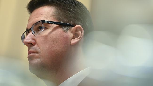 Liberal senator Zed Seselja in Senates estimates at Parliament House in Canberra. Picture: AAP