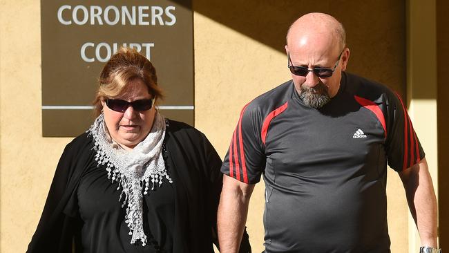 Family of stroke victim Leslie Robert Graham outside Coroners Court. Picture: Roger Wyman