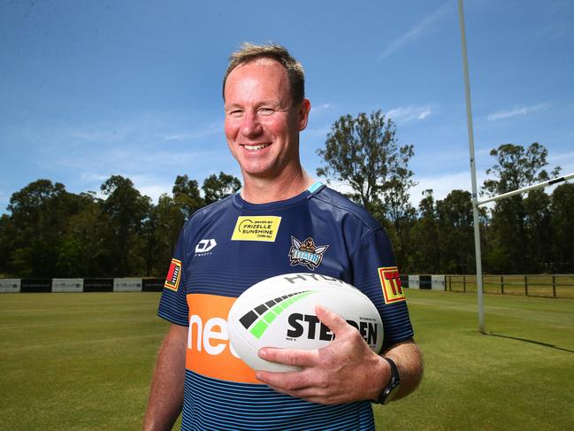 Titans coach Justin Holbrook at the club’s Parkwood headquarters. Picture: Adam Head