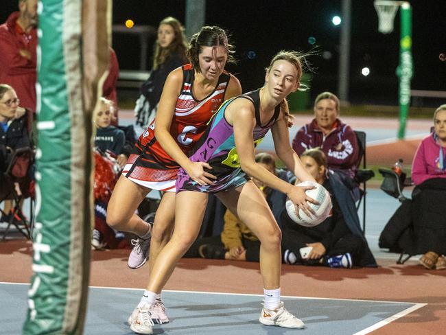 Ella Parson from Galaxy at Senior Grand finals netball Mackay.Picture: Michaela Harlow