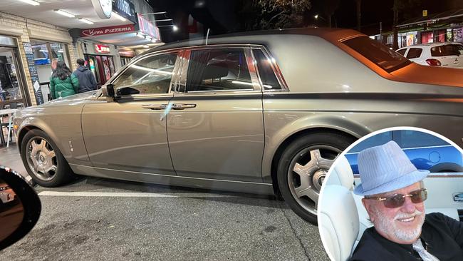 ARTWORK - Eccentric Adelaide businessman Lance Vater's Rolls-Royce Phantom parked outside popular Anzac Highway fast-food joint Chicken Shack.