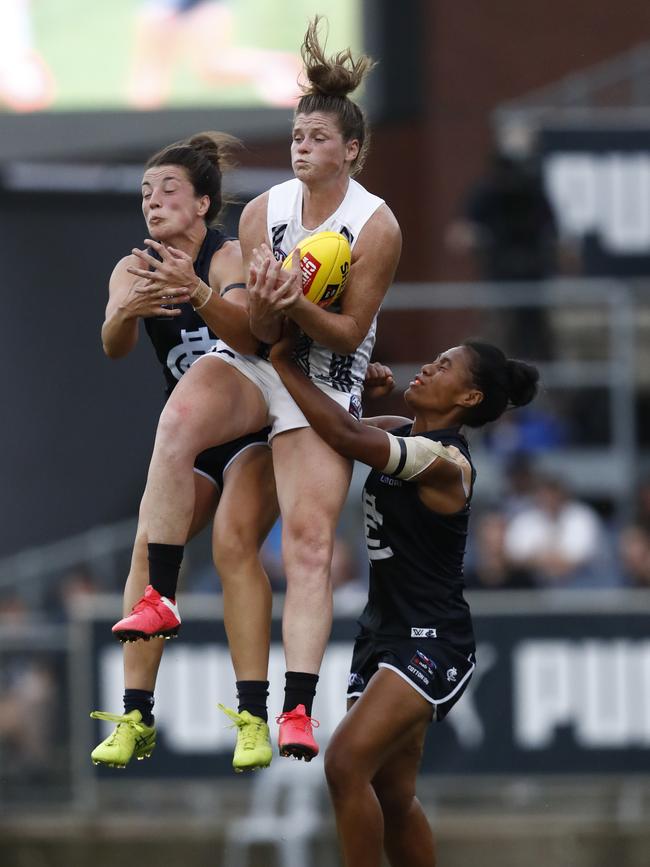 Bri Davey was also a handful for the Blues. Picture: Getty Images