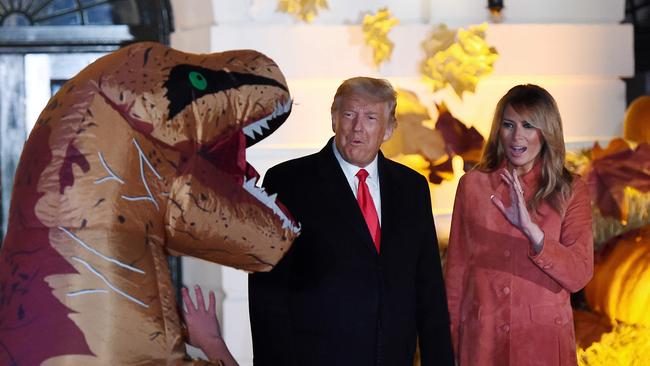 Donald Trump and wife Melania at a Halloween celebration at the White House in Washington on Monday. Picture: AFP