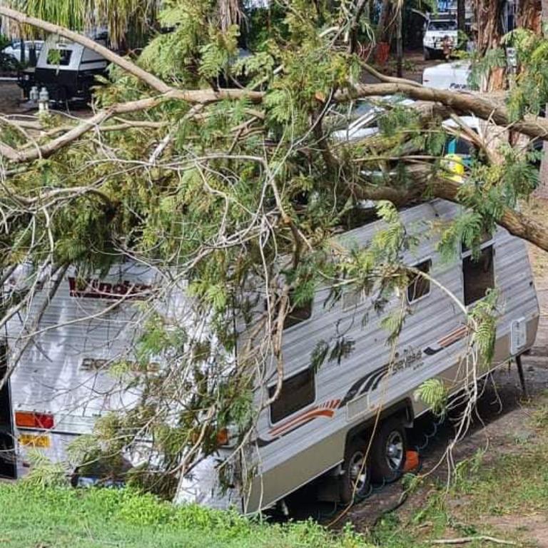 A storm which ripped through the 1770 township overnight has left a trail of destruction with caravans and homes damaged, as well as trees uprooted. Picture: Discovery Coast News