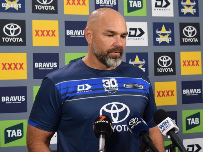 Cowboys coach Todd Payten slammed the officials after his side’s draw with Penrith. Picture: Ian Hitchcock/Getty Images