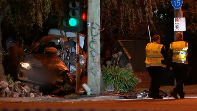 A 28-year-old man was killed when a Jeep slammed into his Toyota. Picture: Nine News