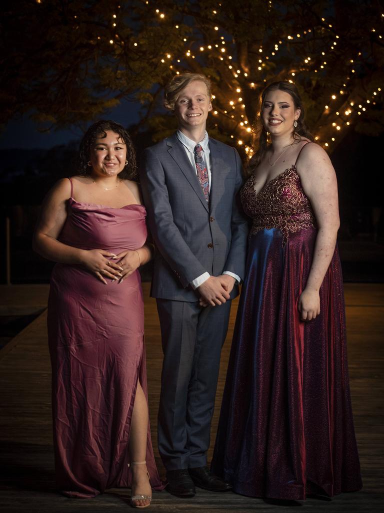 Rosny College Leavers Dinner at Glen Albyn Estate, Natalie Kaniaros, Owen Fitzgerald and Makayla Davis. Picture: Chris Kidd