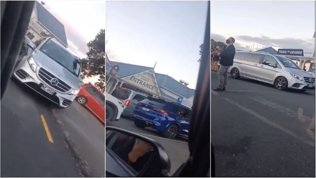 Footage of the incident caught the moment Ms Ardern's van was blocked off the road. Picture: Supplied