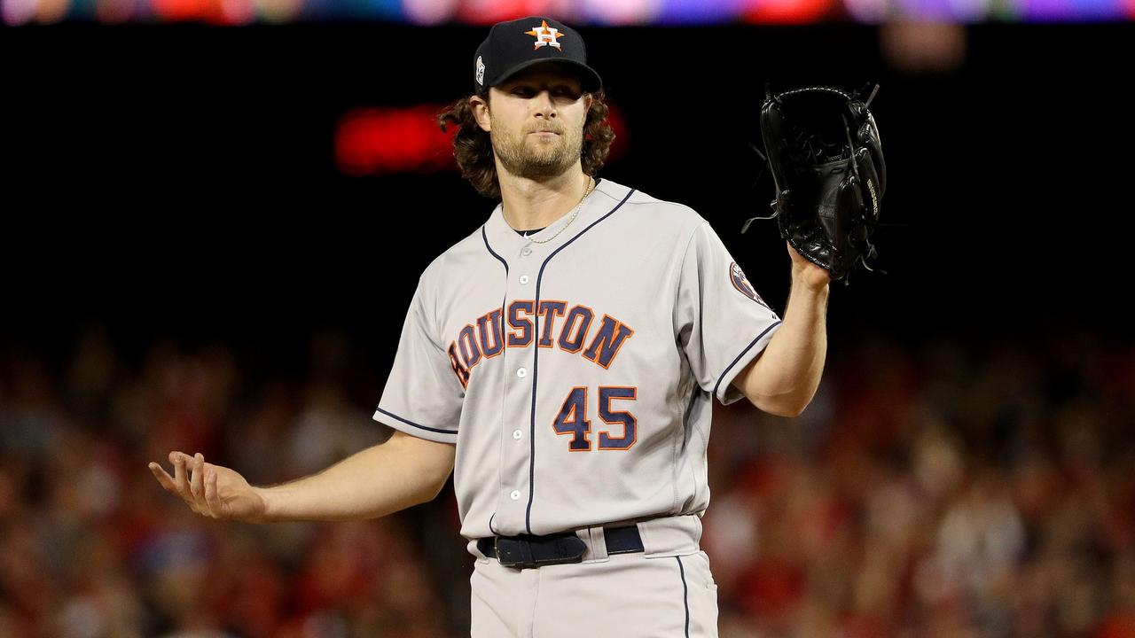 Star Astros pitcher Gerrit Cole powered a Game 5 win. Photo: Patrick Smith/Getty Images/AFP