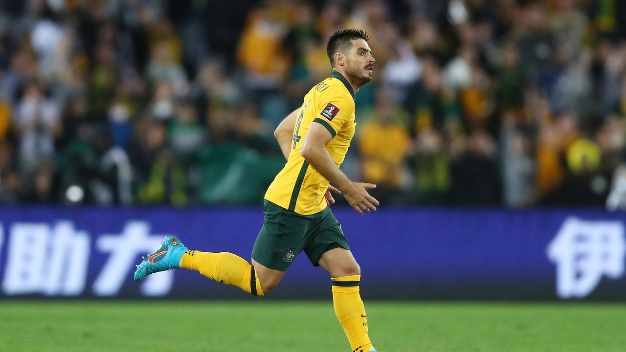 SYDNEY, AUSTRALIA – MARCH 24: Bruno Fornaroli of the Socceroos runs during the FIFA World Cup Qatar 2022 AFC Asian Qualifying match between the Australia Socceroos and Japan at Accor Stadium on March 24, 2022 in Sydney, Australia. (Photo by Mark Metcalfe/Getty Images)