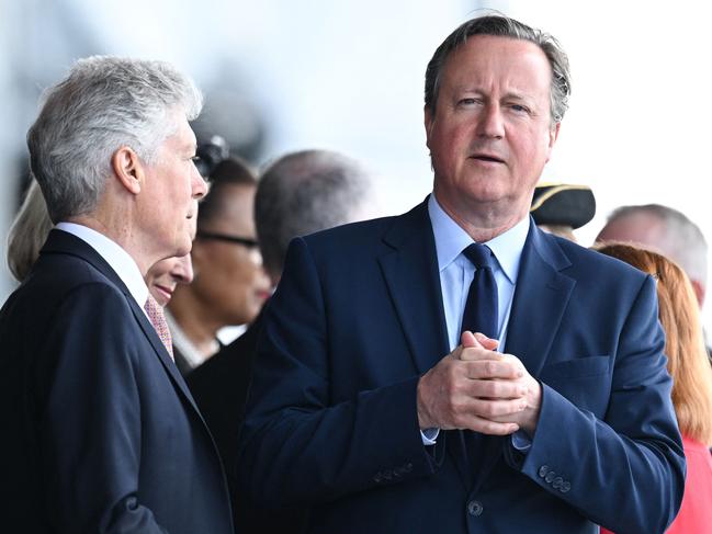 Lord David Cameron said the “enduring bond between the UK and Australia has never been stronger, or more important”. Picture: Leon Neal/Pool/AFP