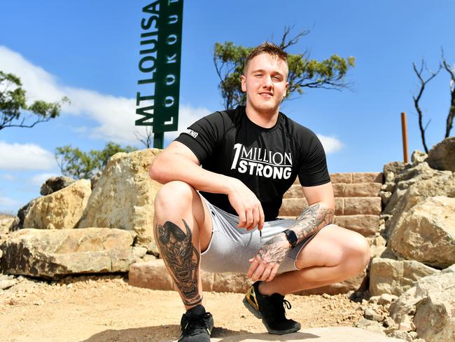 1 Million Strong Personal Trainer, Connor Pettigrew on the Mount Louisa walking track ahead of its official opening. Picture: Alix Sweeney