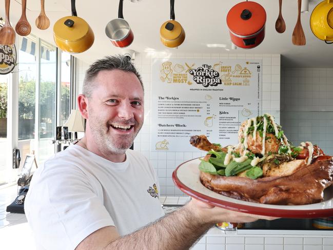 Owner Dennis Duncanson with some of the delicious food at The Yorkie Rippa which recently opened at Nobby Beach. Picture Glenn Hampson