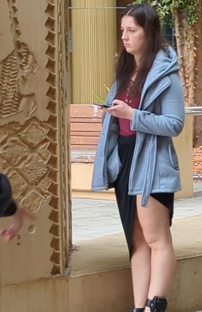 Charlotte Laura Barratt, accused of murdering Laidley man Jamie Barlow, outside the Ipswich Courthouse on October 19, 2022. Picture: Nicola McNamara