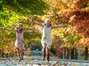HOLD FOR HERALD SUN. CONTACT PIC DESK BEFORE USING Sarah (10) and Charlotte (7) Williams enjoying the Autumn leaves in Honour Avenue, Macedon.
Picture: Jay Town