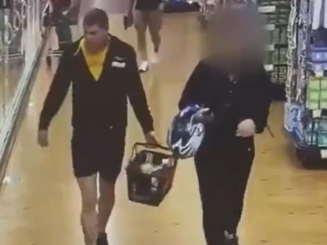 CCTV footage shows the pair shopping at Drakes supermarket before the incident. Picture: 9News