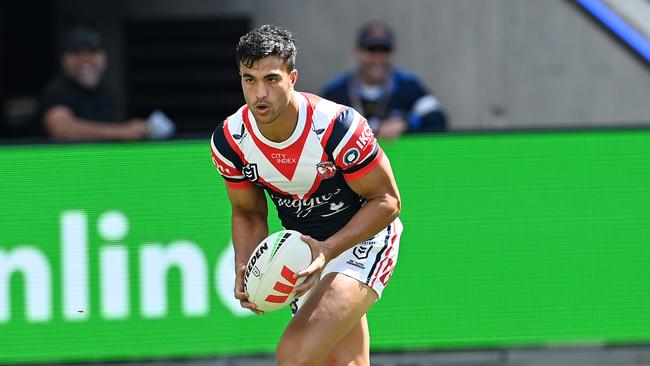 Joseph-Aukuso Suaalii in action for the Sydney Roosters. Picture: NRL Photos