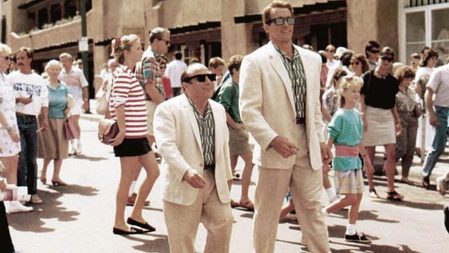 With Arnold Schwarzenegger in 1988 comedy film Twins.