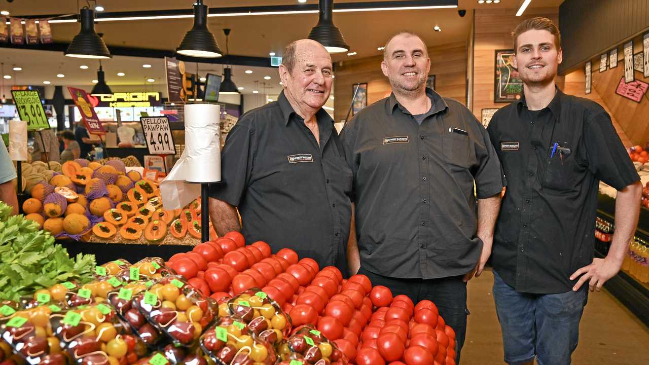 Rob Sayle, Robbie Sayle and Tyson Nash of Harvest Markets at Booval Fair. Picture: Cordell Richardson