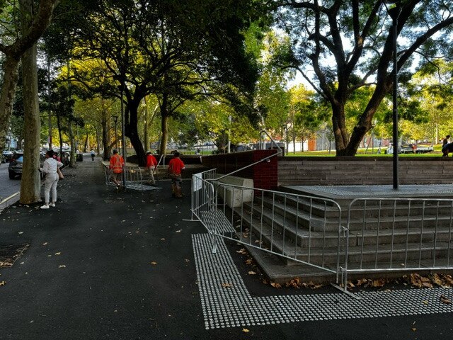 Harmony Park in Surry Hills was fenced off at 9am on Tuesday morning after asbestos was discovered on Monday night.