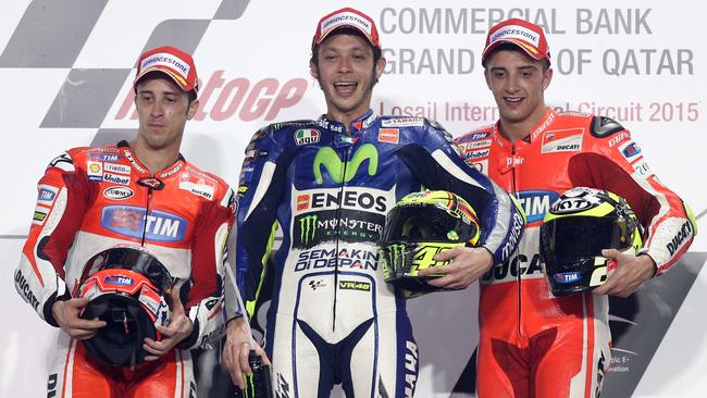 Rossi topped the first all-Italian MotoGP podium since 2006.