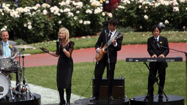 Olivia Newton-John performs at 2009 Melbourne Cup. Picture: Getty Images