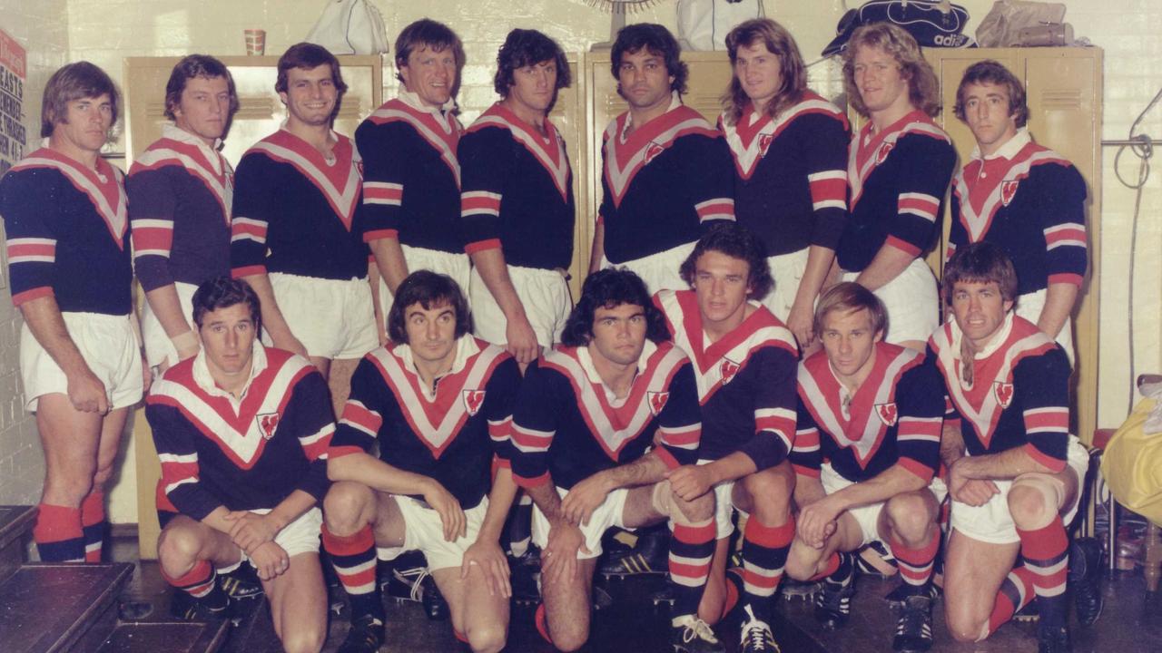 Eastern Suburbs Roosters 1975 premiership-winning team. Arthur Beetson fourth from right, top row.