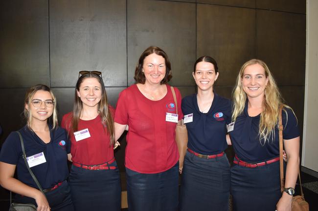 L-R: Isabella Reiss, Jamie Wakeman, Tanya Bailey, Breana Chauntler and Georgia Coombs at 2022 International Women's Day Business Lunch in Mackay. Picture: Rae Wilson