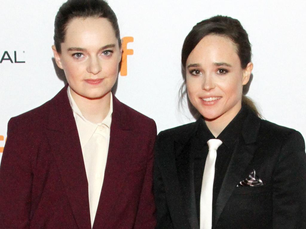 Ellen Page and her wife, Emma Portner (L). Picture: Getty