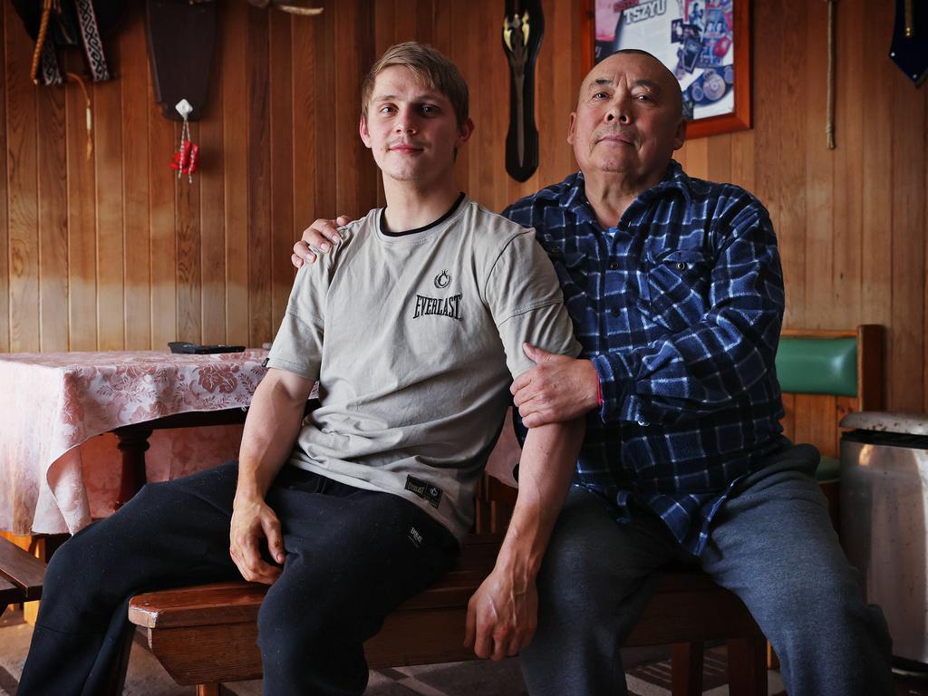 Nikita Tszyu trains with grandad Boris. Picture: Sam Ruttyn