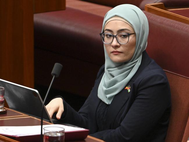Labor senator Fatima Payman during Question Time in the Senate at Parliament House in Canberra. Picture: NewsWire / Martin Ollman