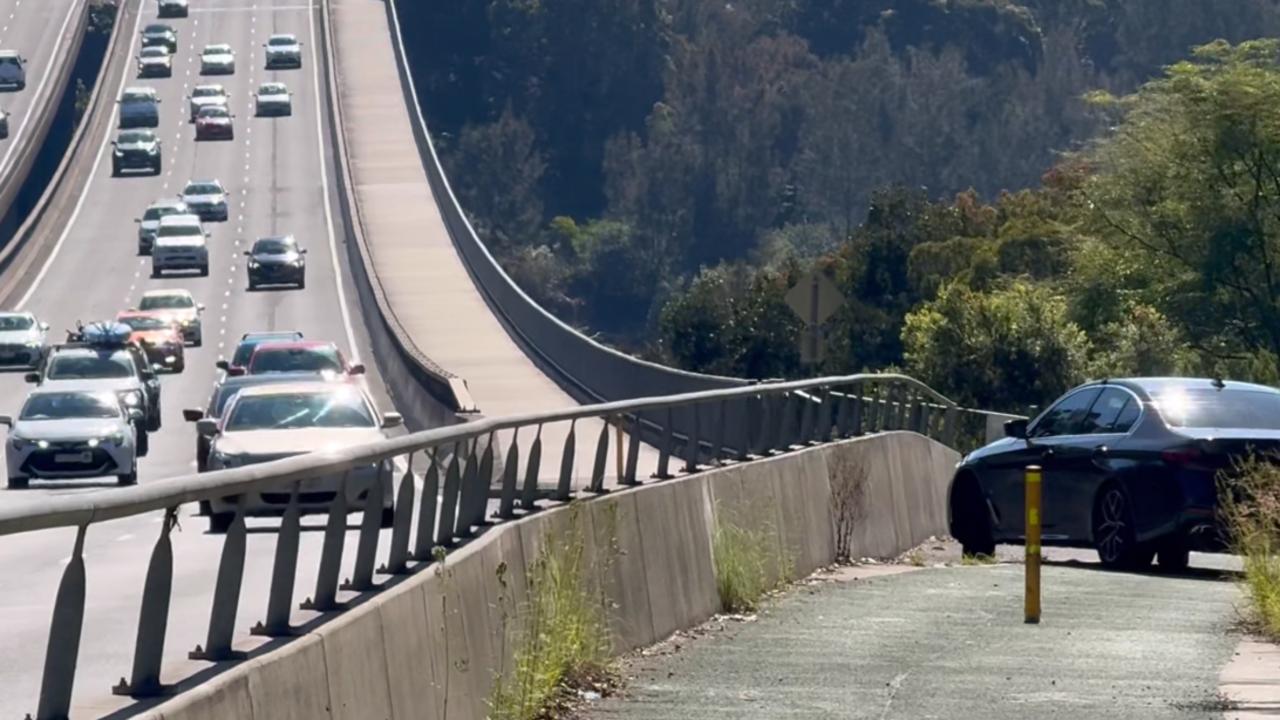 NSW Police hidden on Alford's Point Bridge in the Sutherland Shire. Photo: David McCowen