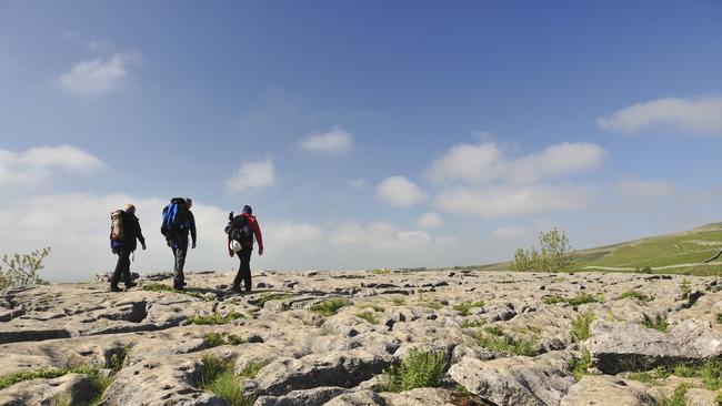 Hikers in the Yorkshire Dales.